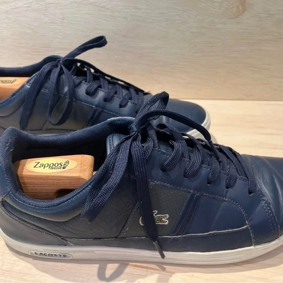 Lacoste Shoes Lacoste Mens Navywhite Blue Leather Sneakers